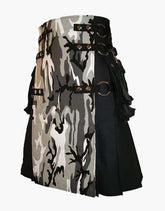 Urban Camo Gothic Utility Kilt in Black - Scottish Kilt Jacket™ USA-UK